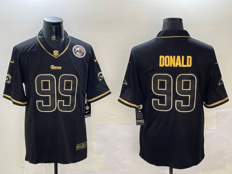 Men Los Angeles Rams #99 Donald Black Gold Throwback 2024 Nike Limited NFL Jersey style 2->los angeles rams->NFL Jersey